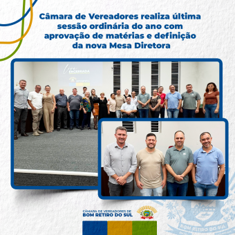 Câmara de Vereadores realiza última sessão ordinária do ano com aprovação de matérias e definição da